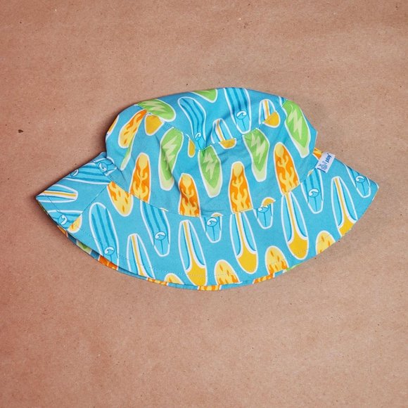 I Play Bucket Sun Hat 2T-4T Aqua Surfboard - Picture 6 of 10